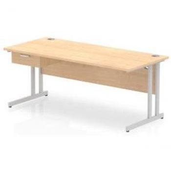Impulse 1800x800mm Office Table – Maple and Silver Cantilever