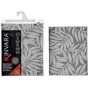 Nappe Jacquard Feuilles Blanc Gris 180 x 140 cm