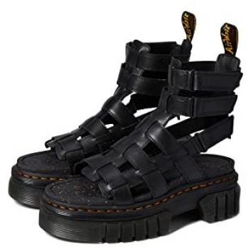 Sandales Plateformes Montantes Ricki en Cuir Nappa Lux Noir, Taille 39