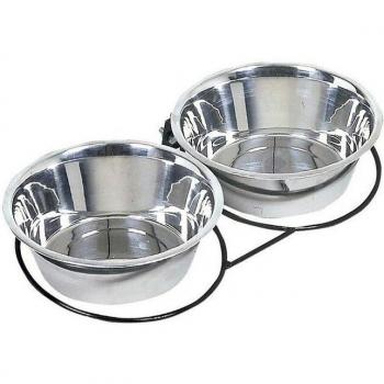Bassin Double Acier Inoxydable pour Chiens – 2,80 L par compartiment