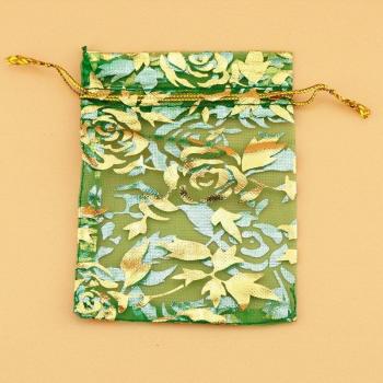 100pcs 20x30cm Wedding Party Organza Pouches with Floral Print