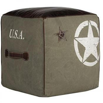 Pouf Imbottito Omaha 45x45x45 cm in Tela/Pelle