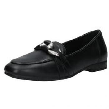 Mocassini Donna in Pelle Nera con Catena