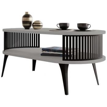 Table Basse Sordore 105, Élégance Ovale Noir et Graphite