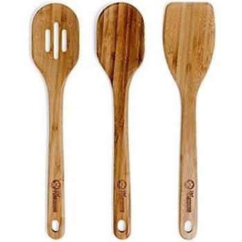 Natural Bamboo Cookware Accessories: 3-Piece Utensil Trio