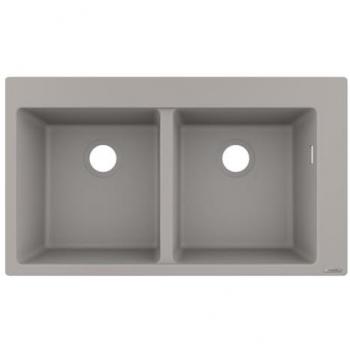 Hansgrohe Évier encastré SilicaTec 2 cuves, gris béton
