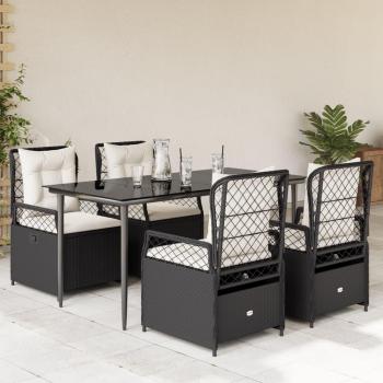 Mobiliario de Exterior VidaXL: Set de 5 Piezas + Cojines Negros de Ratán Sintético