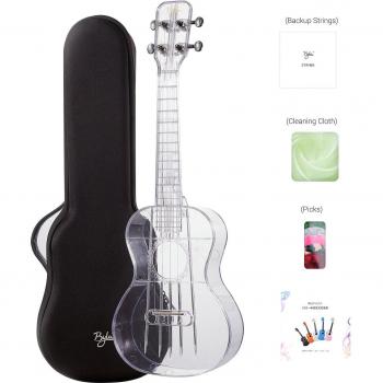 Transparent Ukulele with Music Book and Picks