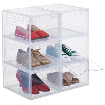 Lot de 6 boîtes à chaussures empilables Relaxdays, avec porte