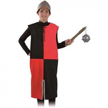 Túnica de Caballero Medieval Roja y Negra para niño
