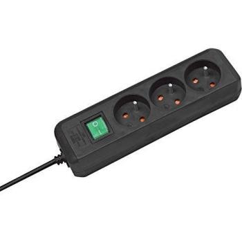 Brennenstuhl Eco-Line Prolongateur avec interrupteur et 3 prises à 45°, 1,5 m, noir