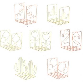 2PCS Cactus Geometry Metal Bookends