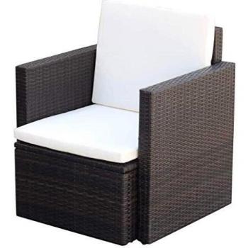VidaXL Fotel da giardino con cuscini in polirattan, marrone