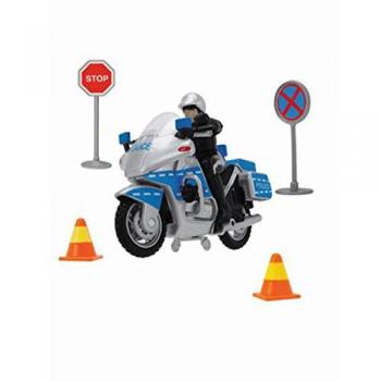 Dickie Toys 203342001 – 10‑cm Polizeimotorrad Spielset mit Straßenmarkierungen