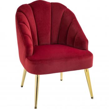 Poltroncina in Velluto Rosso con Struttura in Acciaio, Design Art Deco, 63x65x84 cm
