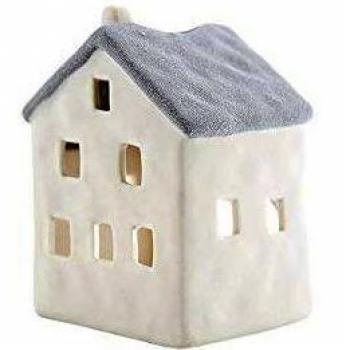 Grey Light-Glow Porcelain House Candle Vessel