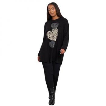 Pull Coeur Animal Placement Noir Yours Curve