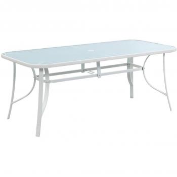 Table de jardin Habitat & Jardin Cordoba 8 places acier verre dépoli blanc