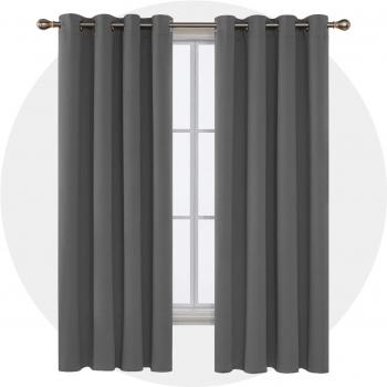 Deconovo Blickdichter Vorhang für Kinderzimmer 183x117cm Hellgrau 2er Set