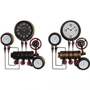 Horloge murale DKD Home Decor Noir Rouge Acier inoxydable (2 pcs) (40 x 13 x 49 cm)