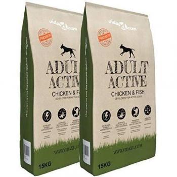 VidaXL Cibo Secco per Cani Premium Adult Active Pollo e Pesce 30 kg