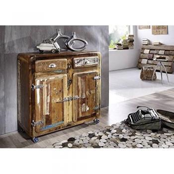 Buffet tournant 90x40 cm, bois massif recyclé laqué coloré – Freezy Ethnic