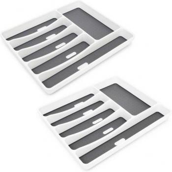 Porta-Posate Cassetto Dual – 6 Compartimenti – Bianco/Antracite