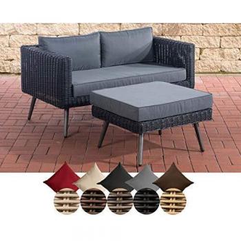CLP Loungeset MOLDE 2er Sofa mit Fußhocker I Eisengrau