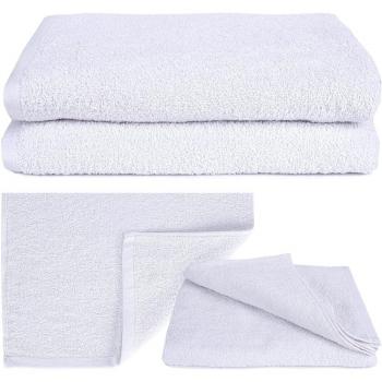 Set 3 Asciugamani per Albergo Telo Doccia Bianco 100% Cotone 100x150cm