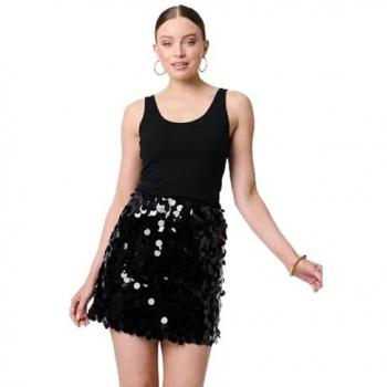 Mini Sequin A‑Line Skirt by Izabel London – Black, Small