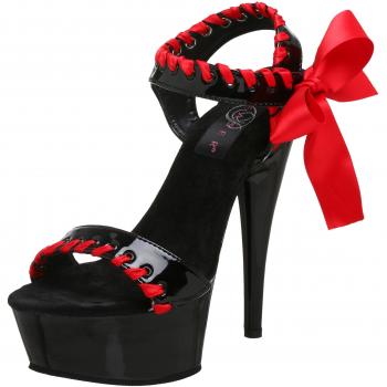 Pleaser Delight-615 Sandalen für Damen, Schwarz/Rot, 40 EU