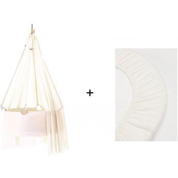 Himmel‑Bett‑Set Leander: Matratze, 2‑Pack Spannbettaken & Deckenhaken