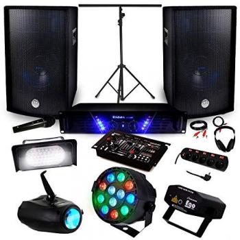 Amplificateur Sono AMP-300 + HP BMS-12 2x600W + Ensemble 4 Lumières