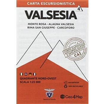 Carta escursionistica Valsesia. Scala 1:25.000. Ediz. italiana, inglese e tedesca. Vol. 4: Quadrante nord-ovest: Monte Rosa, Alagna Valsesia, Rima san Giuseppe, Carcoforo.