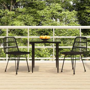 Ensemble de jardin 3 pièces noir en résine tressée
