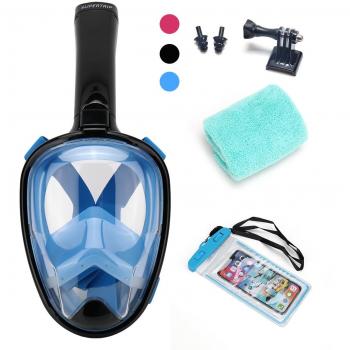 Supertrip Schnorchelmaske, Schwarz/Blau, mit Anti-Fog-Technologie