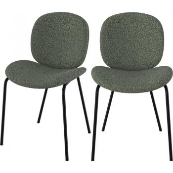 Sillas de Diseño Bouclé Verde con Estructura Negra