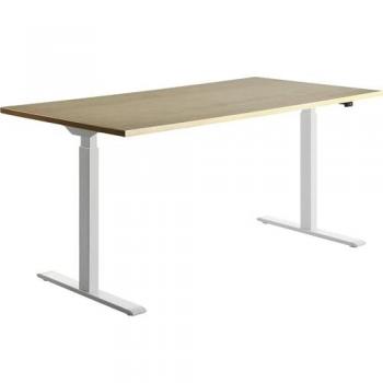 Topstar E-Table elektrisch höhenverstellbarer Schreibtisch ahorn rechteckig, T-Fuß-Gestell weiß 160,0 x 80,0 cm ahorn
