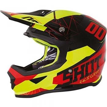 Wilder Gespenst 2018 Motocross Helme in Schwarz/Grün Matt mit Neon Rot/Gelb, XS
