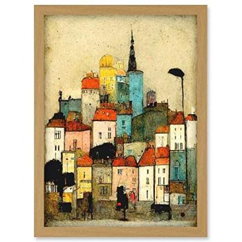 Framed A4 Artwork of the Hillside Village Townhouse (Artery8, Light Oak)