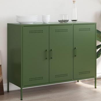 Buffet vert olive 100,5×39×79 cm – meuble de rangement intérieur en acier laminé à froid
