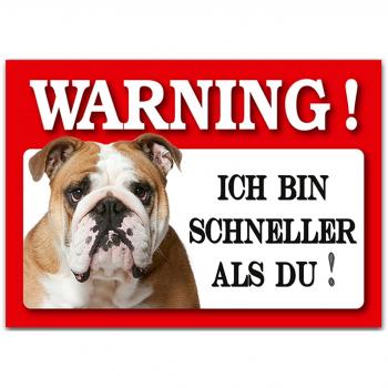 Neues Blechschild: Englische Bulldogge als Wachhund