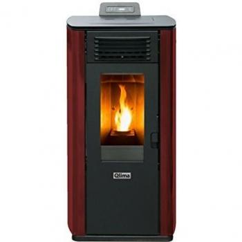 Qlima Stufa a Pellet con Potenza Termica di 7.45 kW, Riscalda Fino a 200 m3, Colore Rosso