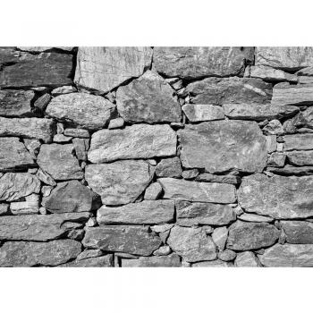 Schwarz-Weiß Vlies‑Wallpaper mit Steinmauer‑Effekt – 200×140 cm