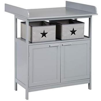 Roba Wickelkommode Hamburg mit Wickelansatz, 2 Türen, 2 Canvas Boxen und Wandbefestigung, Wickeltisch mit Wickelaufsatz, als Kommode verwendbar, Wickelhöhe 92 cm