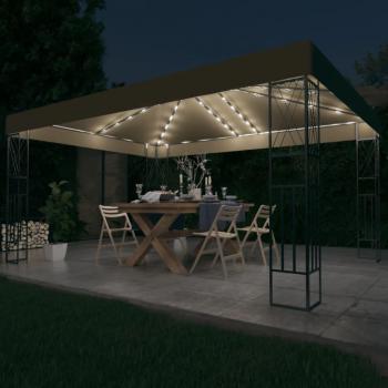 Gazebo 3x4 m con Luci LED a Stringa in Tessuto Grigio Talpa