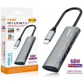 Hub de Datos Tipo‑C Linq TPC3050 10 Gbps + Ricarica Rapida 60 W