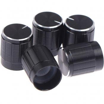 Perillas antideslizantes de aluminio negro para potenciómetro 17*15 mm