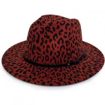 Leopard Print Large Brimmed Fedora for Ladies