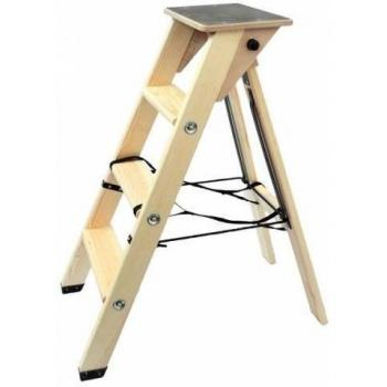 Echelle Escalier Lyonnaise en Bois avec 3 Marches et Tablette